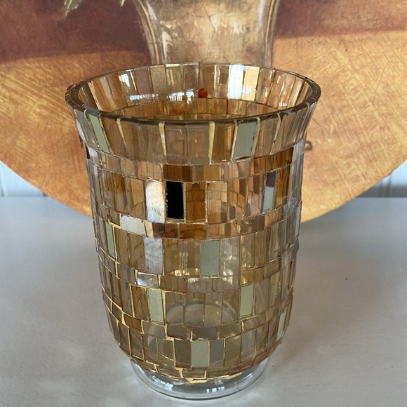 Tissue Box Holder Cover, Heavy Gold Acrylic With Gold Glass Candle Holder - Picture 6 of 13
